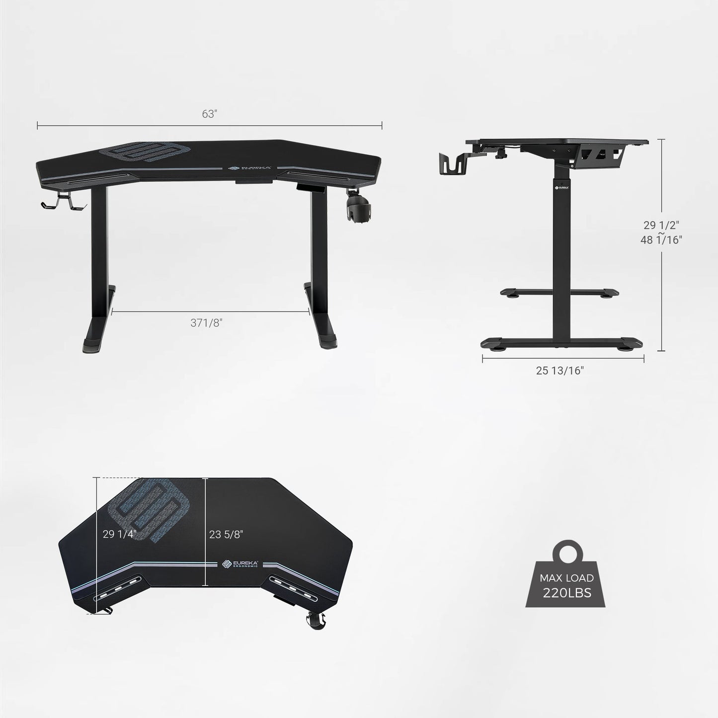 Sollievo Aero Pro Wing-Shaped Standing Desk, 63" x 23"