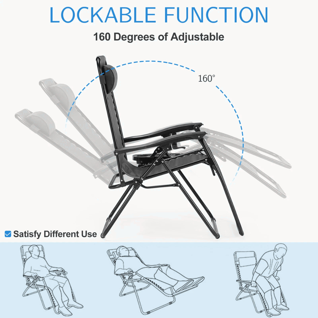 Sollievo Zero Gravity Reclining Patio Chairs – 2 Set