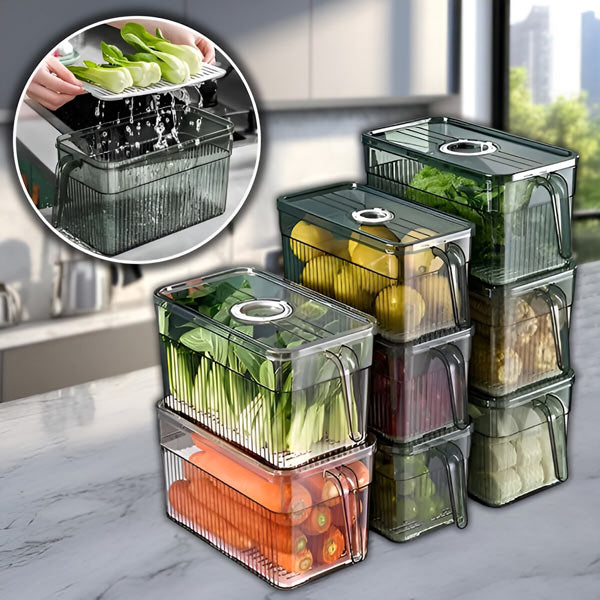 Sollievo Stackable Fridge Storage Bins with Ventilated Lids
