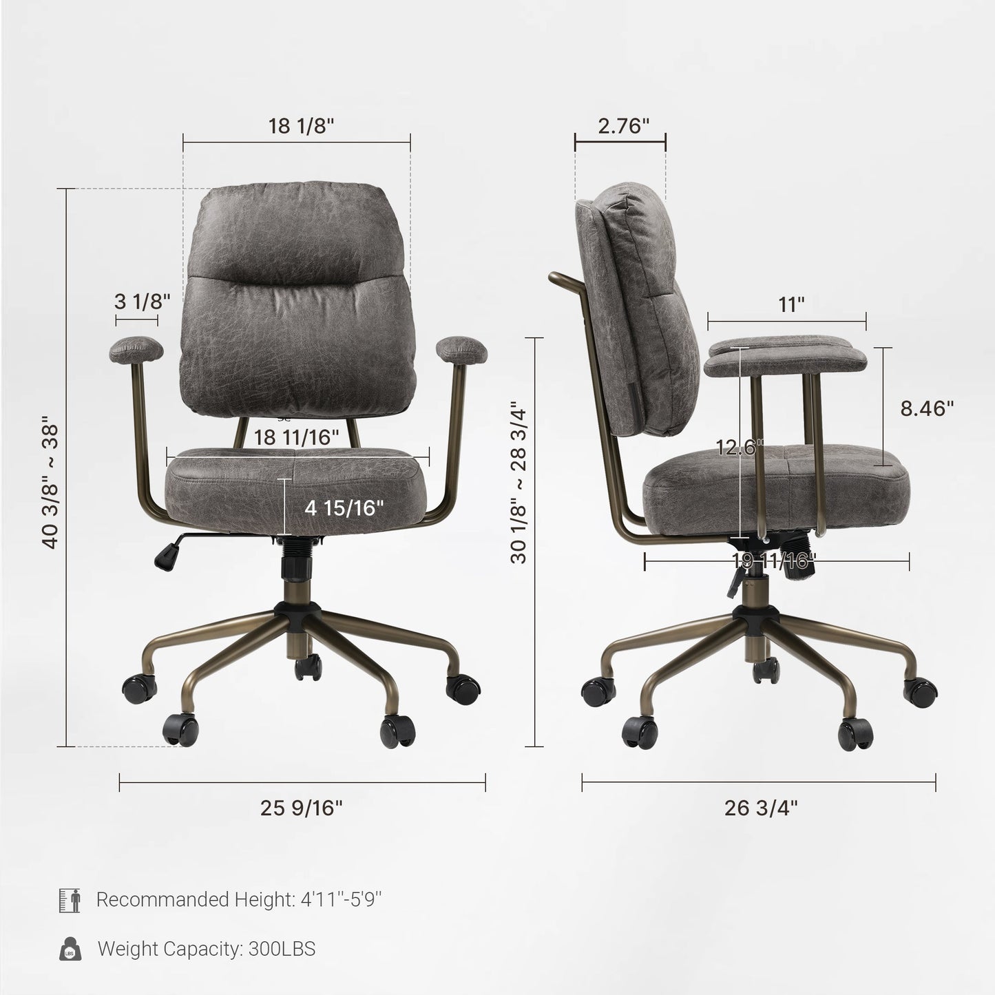 Sollievo Becky Vintage-Inspired Home Office Chair