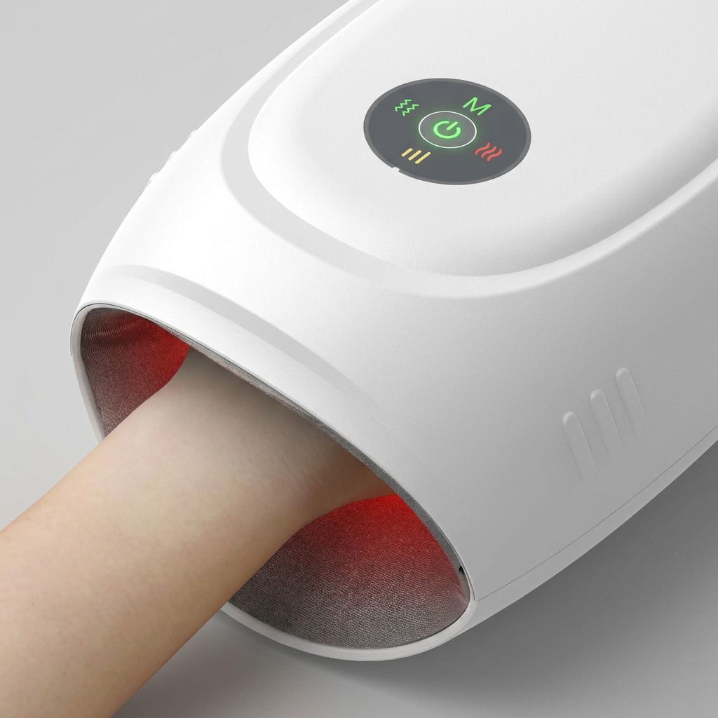 Wireless App-Controlled Hand and Wrist Massager - White variant, detail view