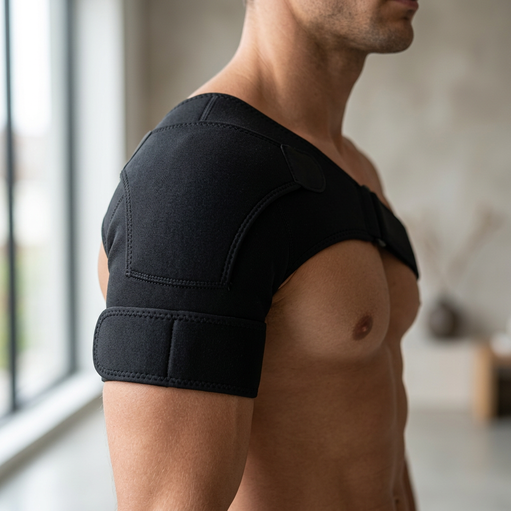 Sollievo Adjustable Shoulder Wrap, On-Body Fit Close-Up