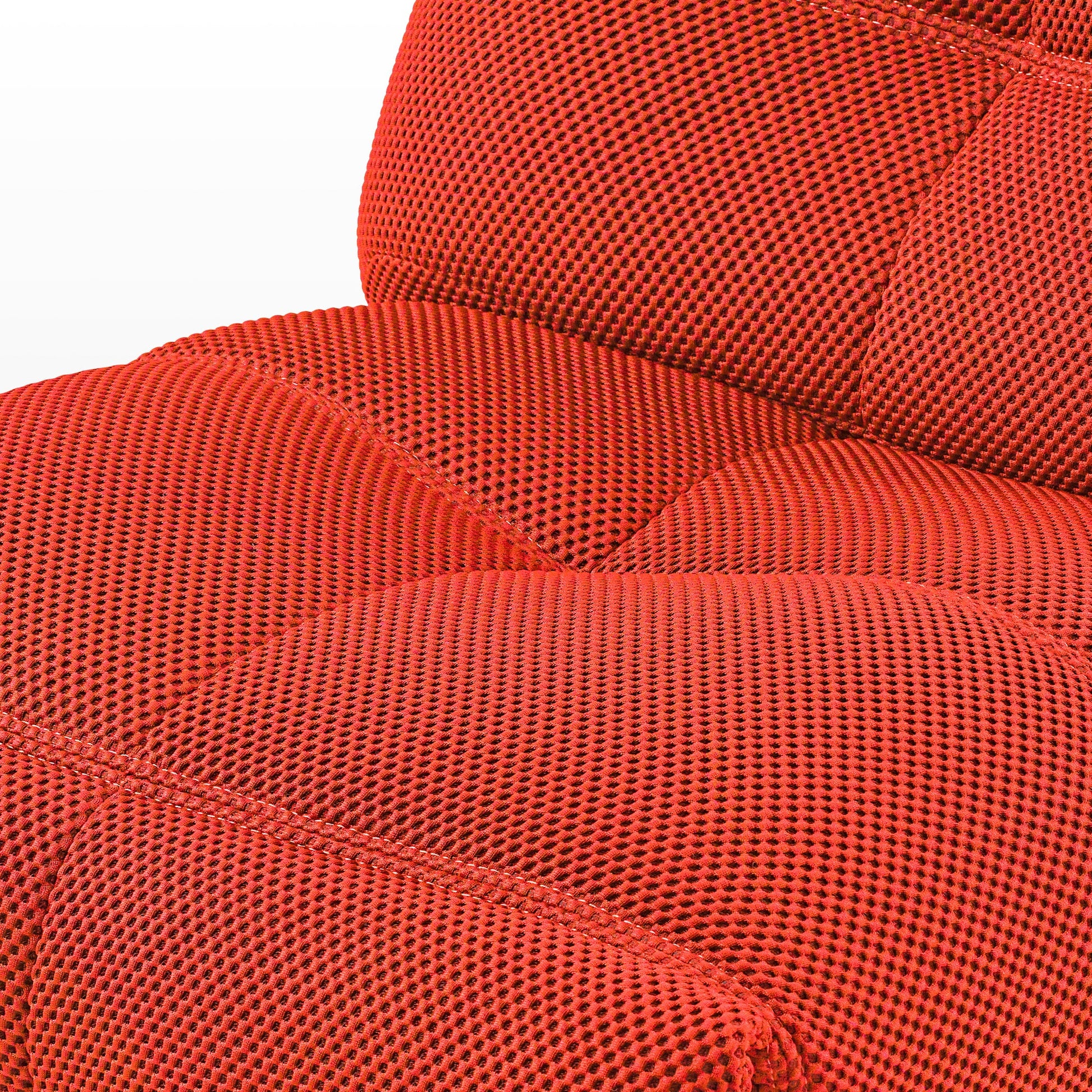 Linx Power Glider Recliner Detail: Red Techno 3D Fabric With Diamond Stitching, Ergonomic Comfort.