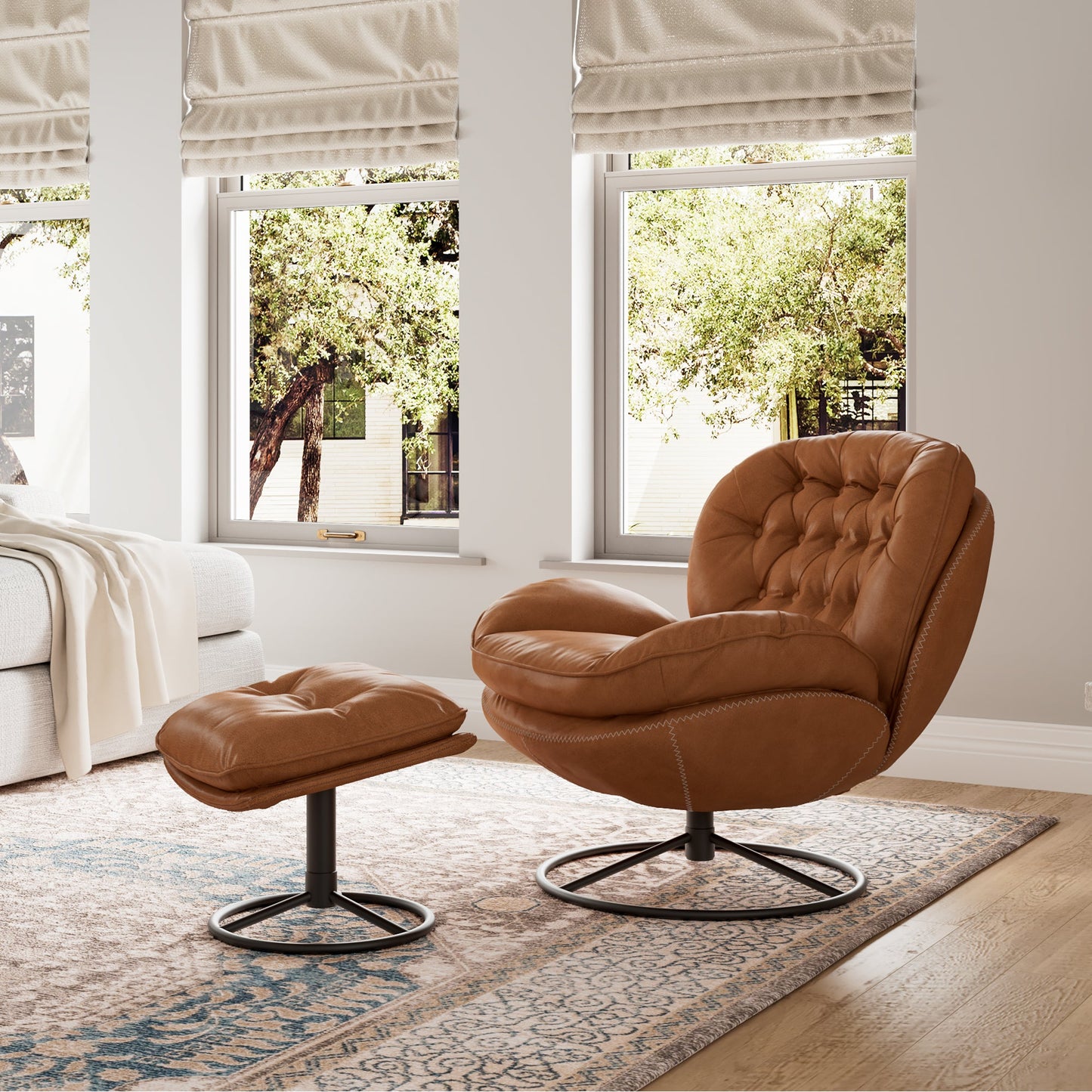 Eureka Ergonomic Camden Modern Swivel Lounge chair and ottoman set