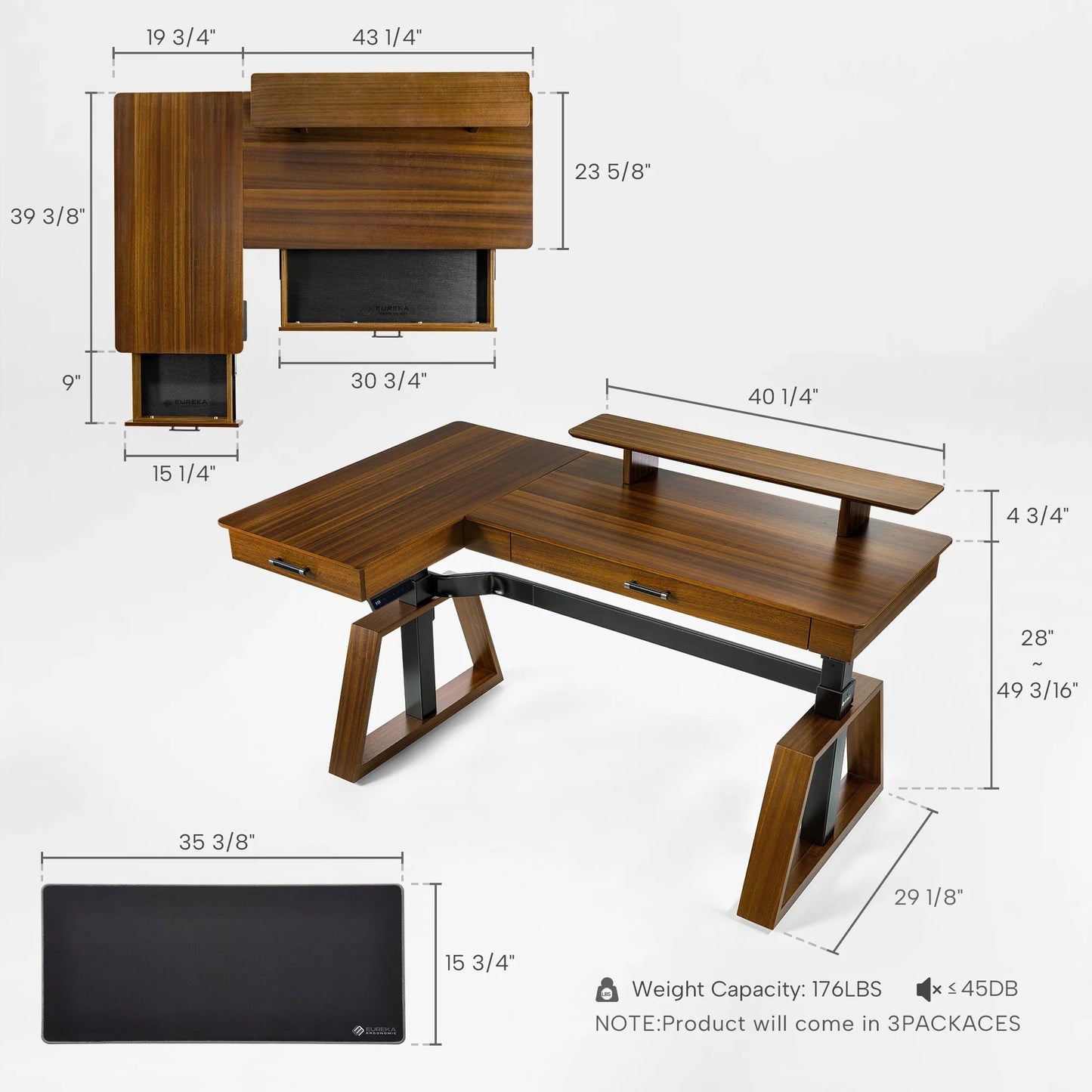 Sollievo Ark Pro L-Shaped Standing Desk (63x23)