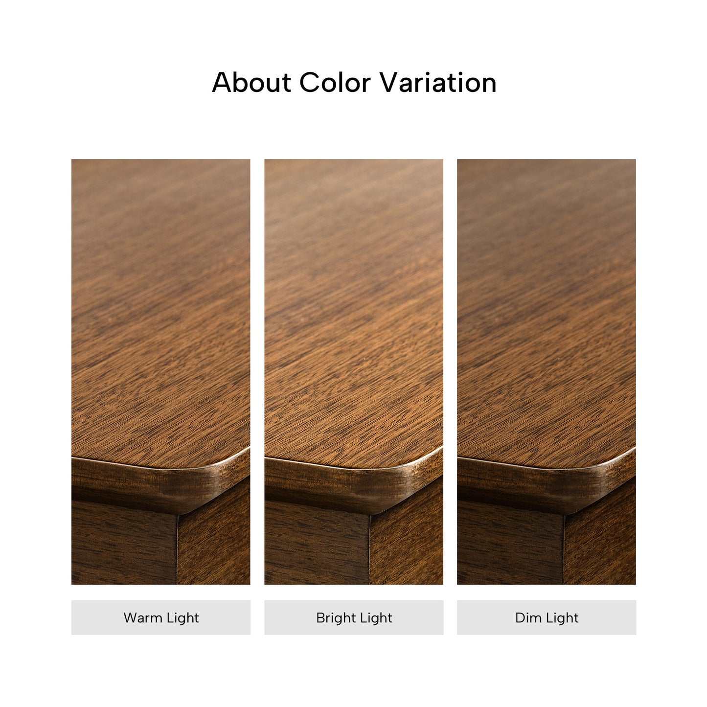 Eureka Ergonomic Ark Executive Standing Desk Color Variation Examples, Walnut Finish, With Display Comparisons.