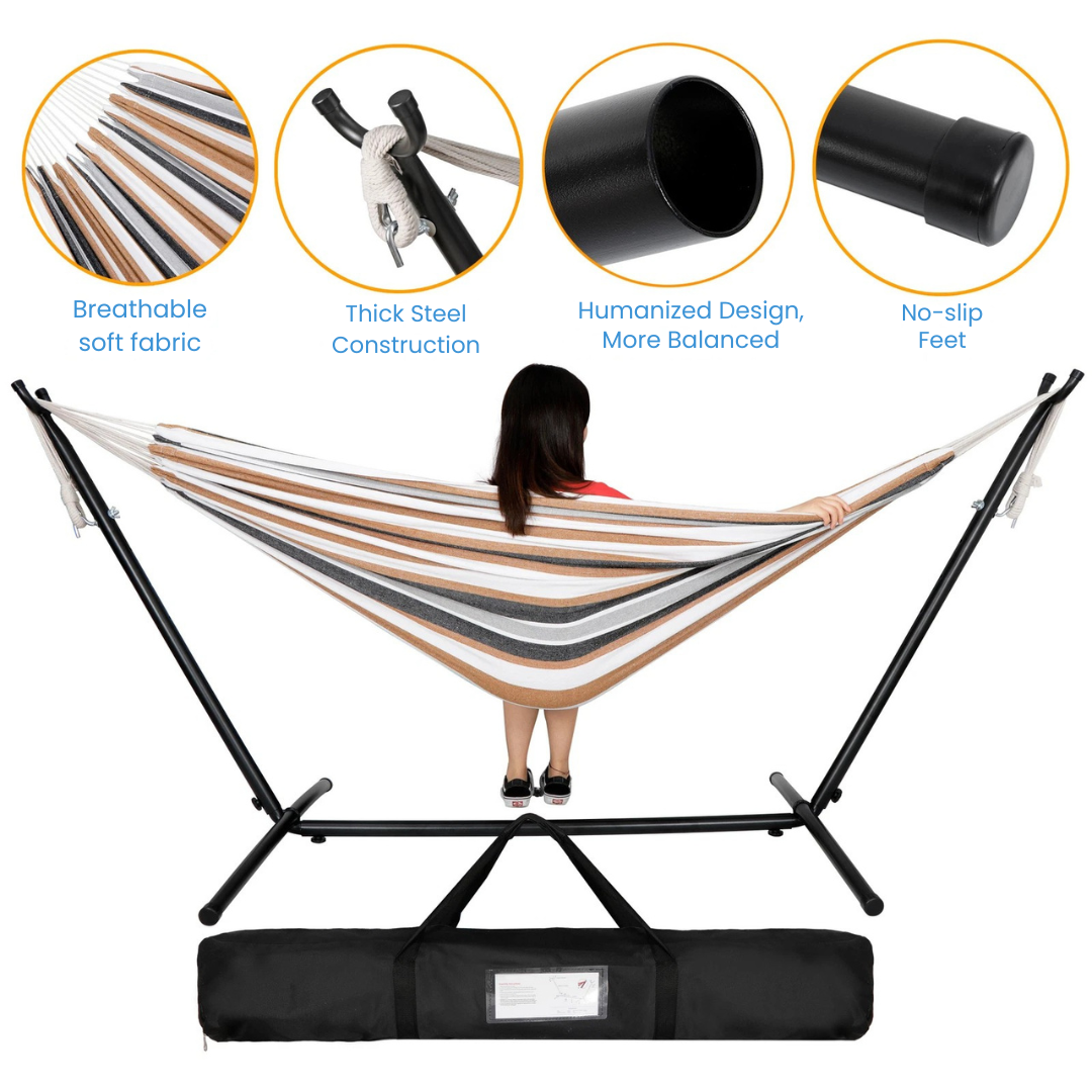 Sollievo Heavy-Duty 9FT Hammock with Stand