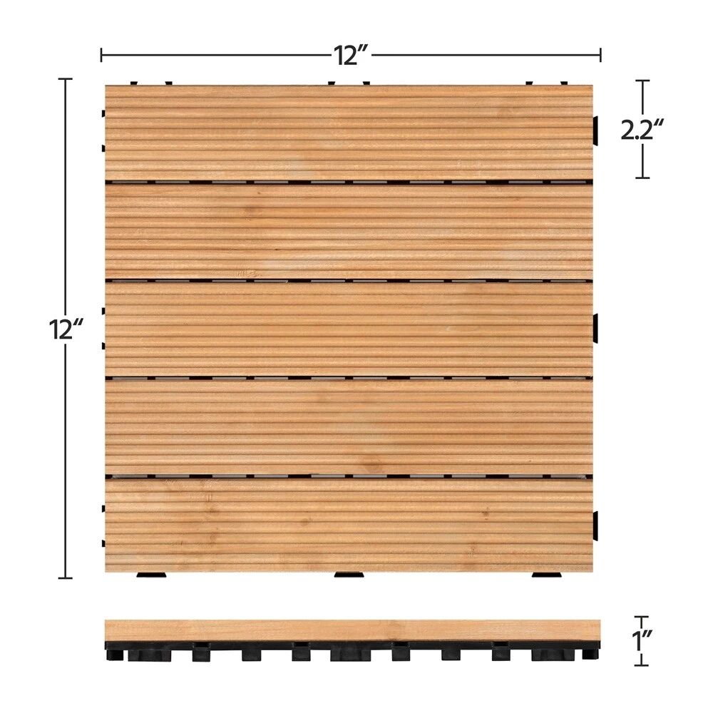 Sollievo Interlocking Outdoor Patio Wood Flooring Deck Tiles (27-Piece Set)