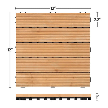 Sollievo Interlocking Outdoor Patio Wood Flooring Deck Tiles (27-Piece Set)