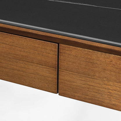 Ark Standing Desk with Grain-Matched Wood Drawers.