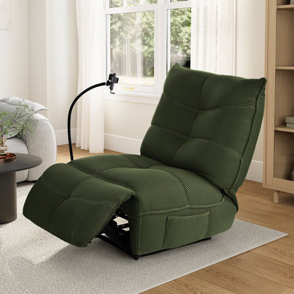 Green Linx Power Glider Recliner in a Modern Living Room Setting With Techno 3D Fabric.