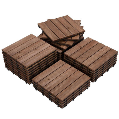 Sollievo Interlocking Outdoor Patio Wood Flooring Deck Tiles (27-Piece Set)