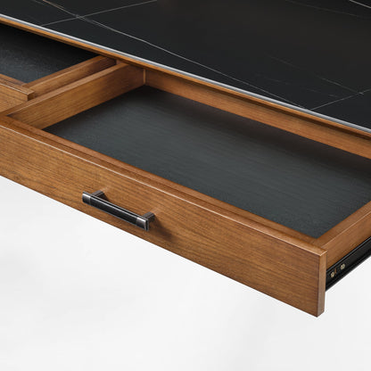 Eureka Ergonomic Ark Standing Desk Drawer Detail With Black Fabric and Wood.