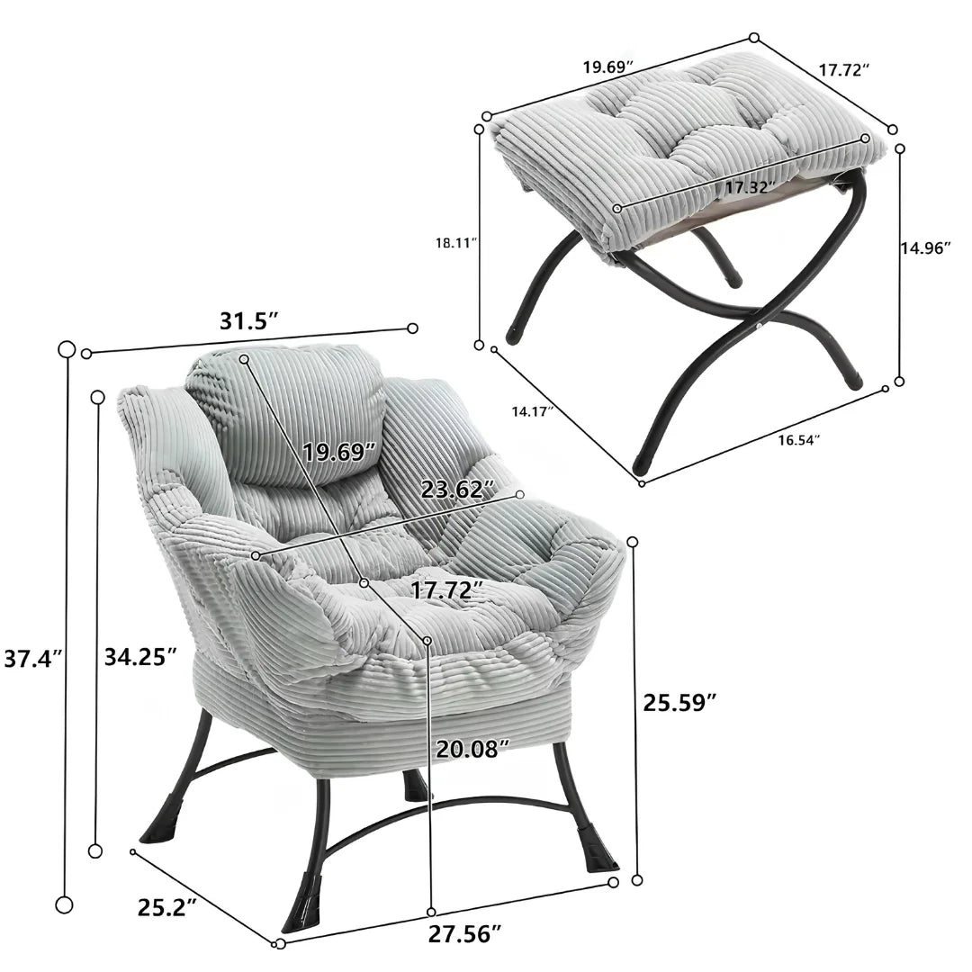 Sollievo Folding Lounge Chair with Ottoman