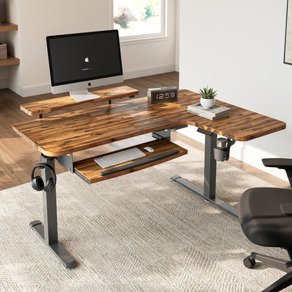 Sollievo L-Shaped Standing Desk with Accessories Set (60x23)