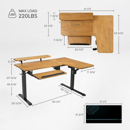 Sollievo L-Shaped Standing Desk with Accessories Set (60x23)