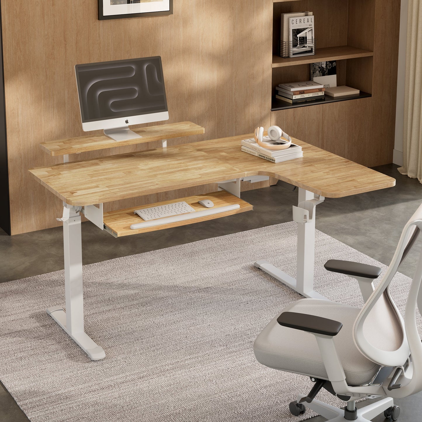Sollievo L-Shaped Standing Desk with Accessories Set (60x23)
