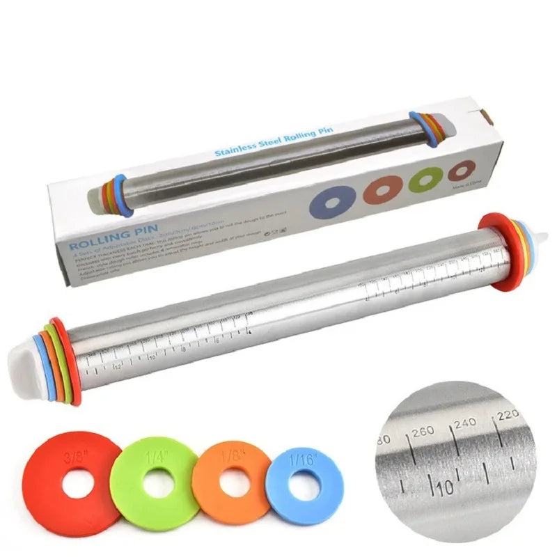 Sollievo Adjustable Rolling Pin with Measuring Rings