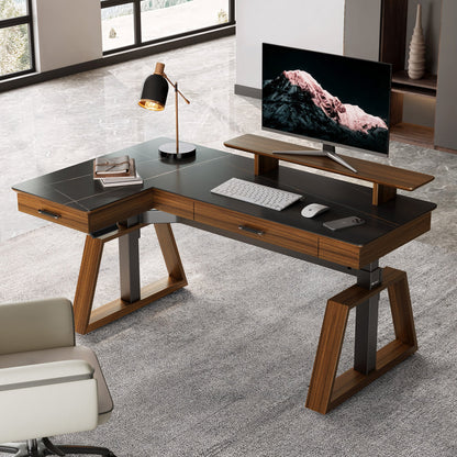 Sollievo Ark Pro L-Shaped Standing Desk (Sintered Stone, 63x23)