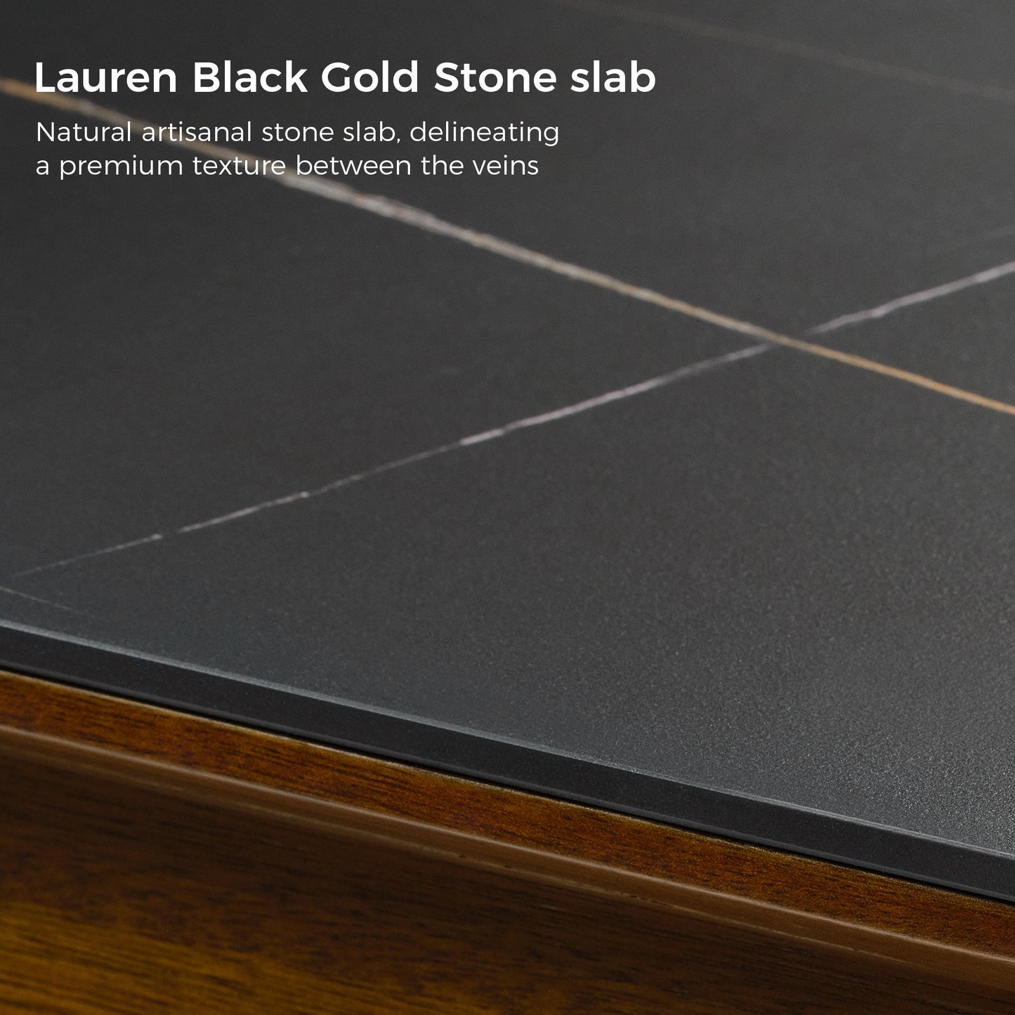 Eureka Ergonomic Ark Pro Desk With Lauren Black Gold Sintered Stone Top, Highlighting Natural Texture and Design.