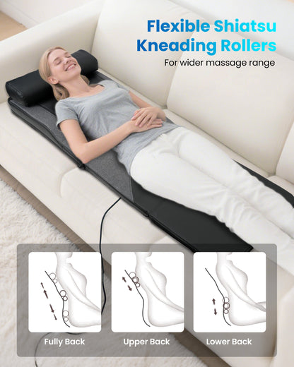 Sollievo Shiatsu Full Body Massage Mat with Heat, Back Massage Pad