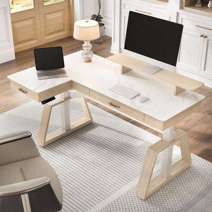 Sollievo Ark Pro L-Shaped Standing Desk (Sintered Stone, 63x23)