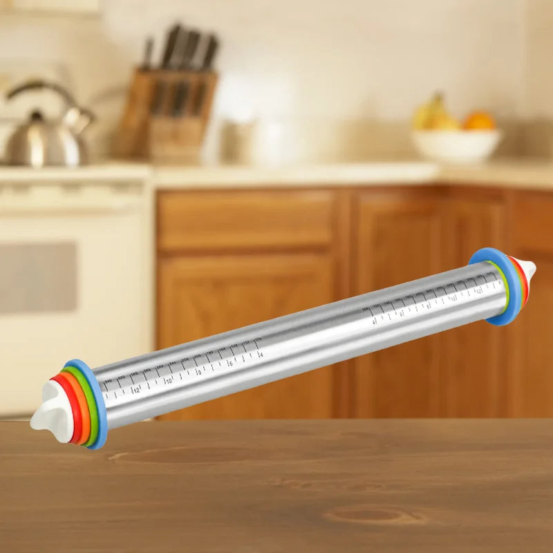 Sollievo Adjustable Rolling Pin with Measuring Rings