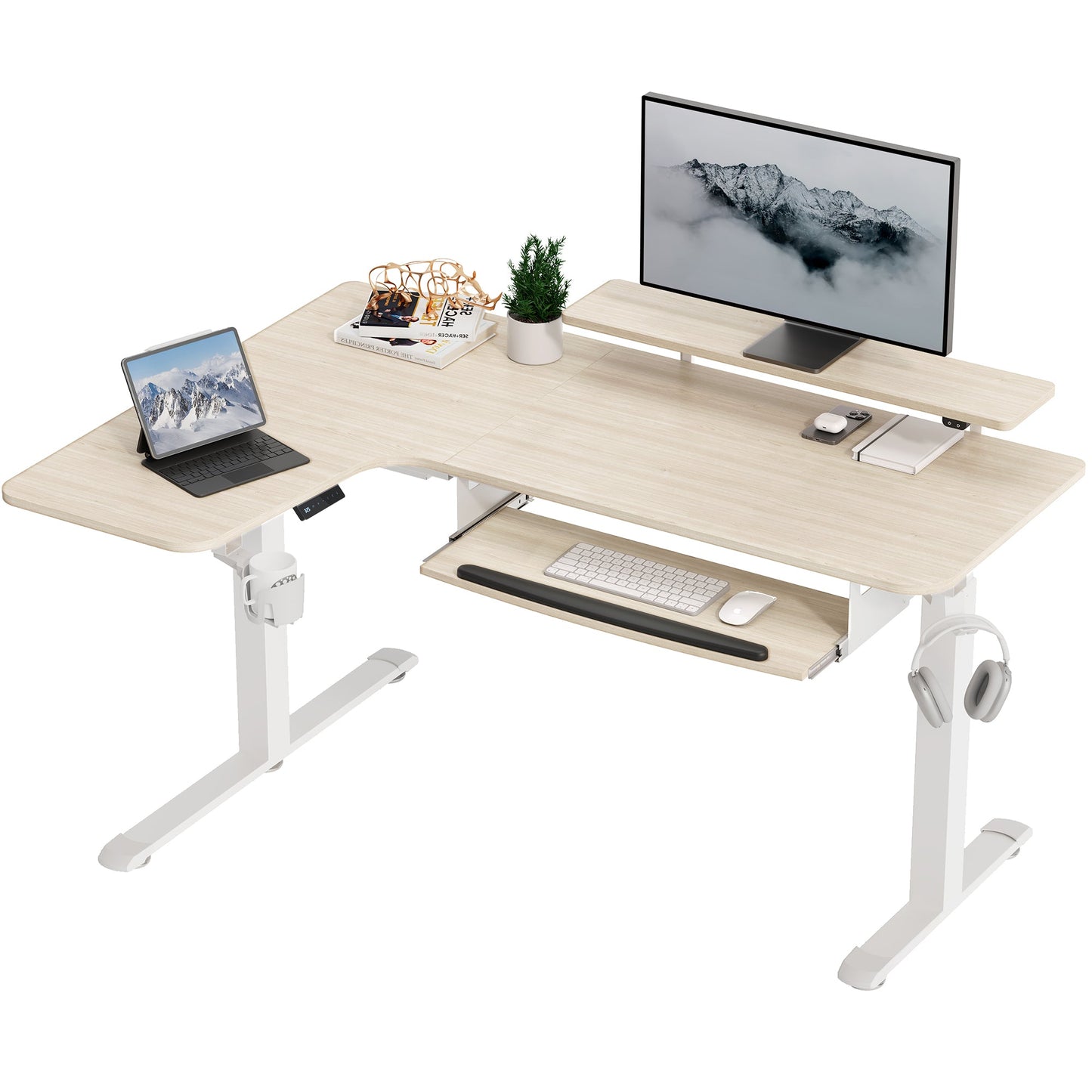 Sollievo L-Shaped Standing Desk with Accessories Set (60x23)