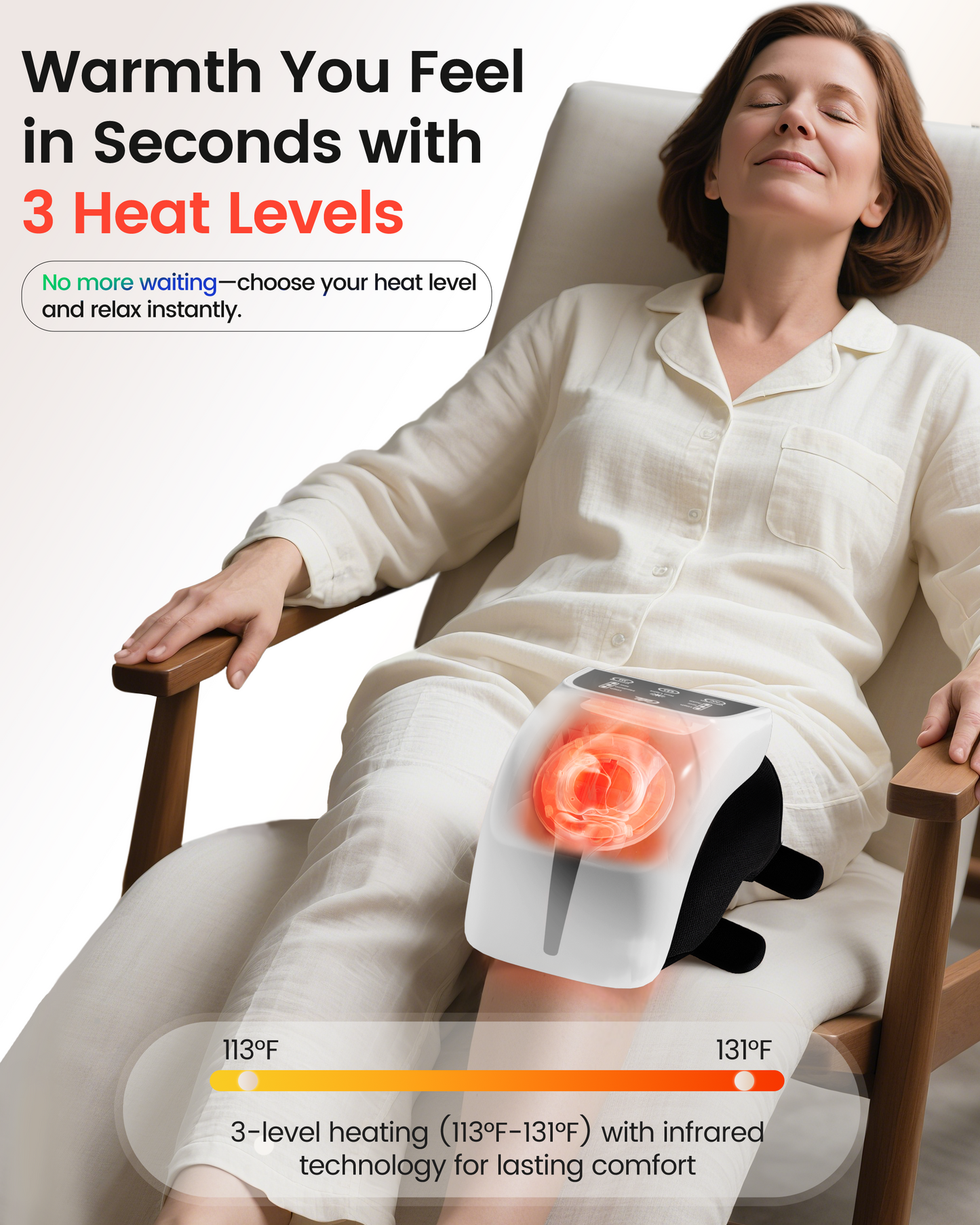 Sollievo Cordless Knee Wrap with Heat, Vibration & LED Light