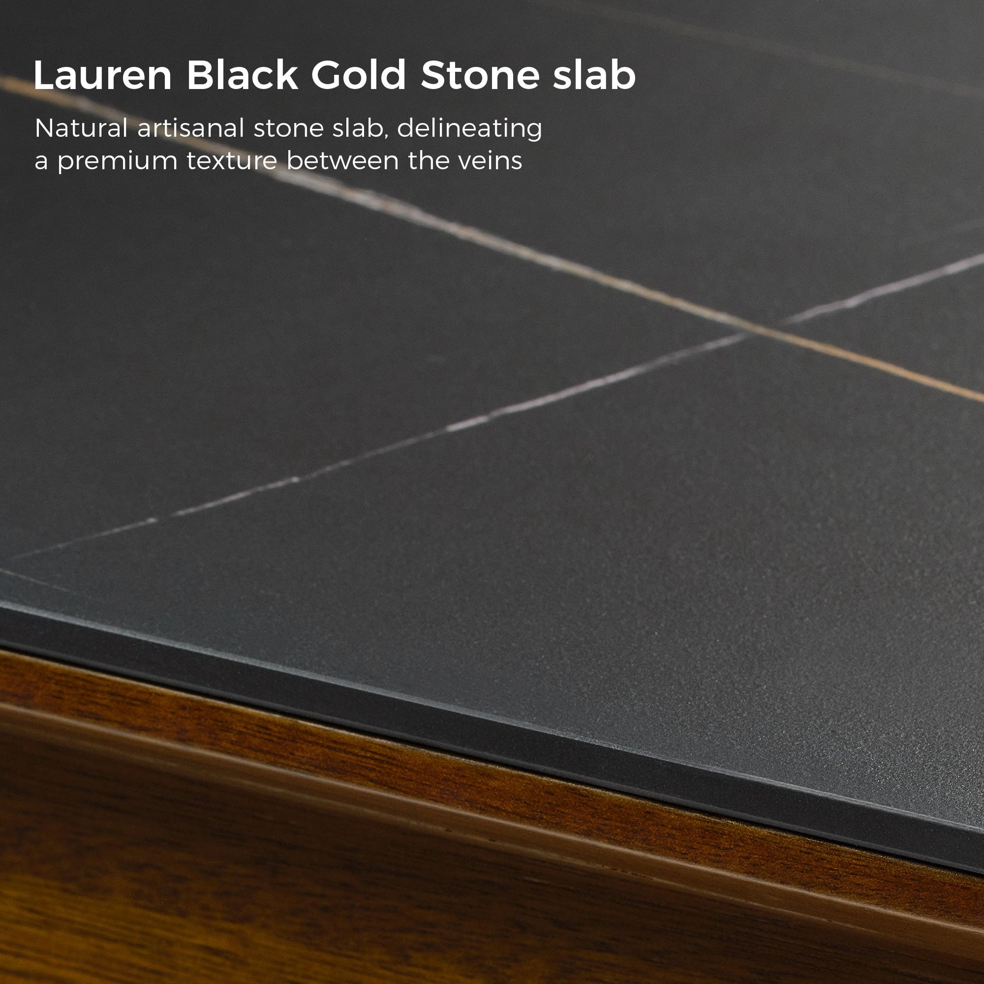 Eureka Ergonomic Ark Pro Desk With Lauren Black Gold Sintered Stone Top, Highlighting Natural Texture and Design.