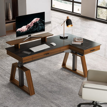 Sollievo Ark Pro L-Shaped Standing Desk (Sintered Stone, 63x23)