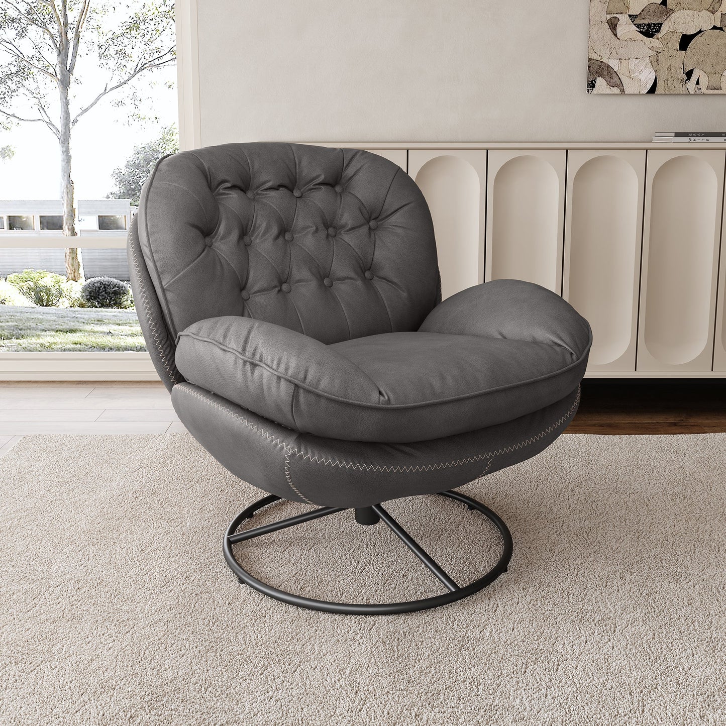 Eureka Ergonomic Living Room and Gray Camden, Modern Swivel Lounge Chair