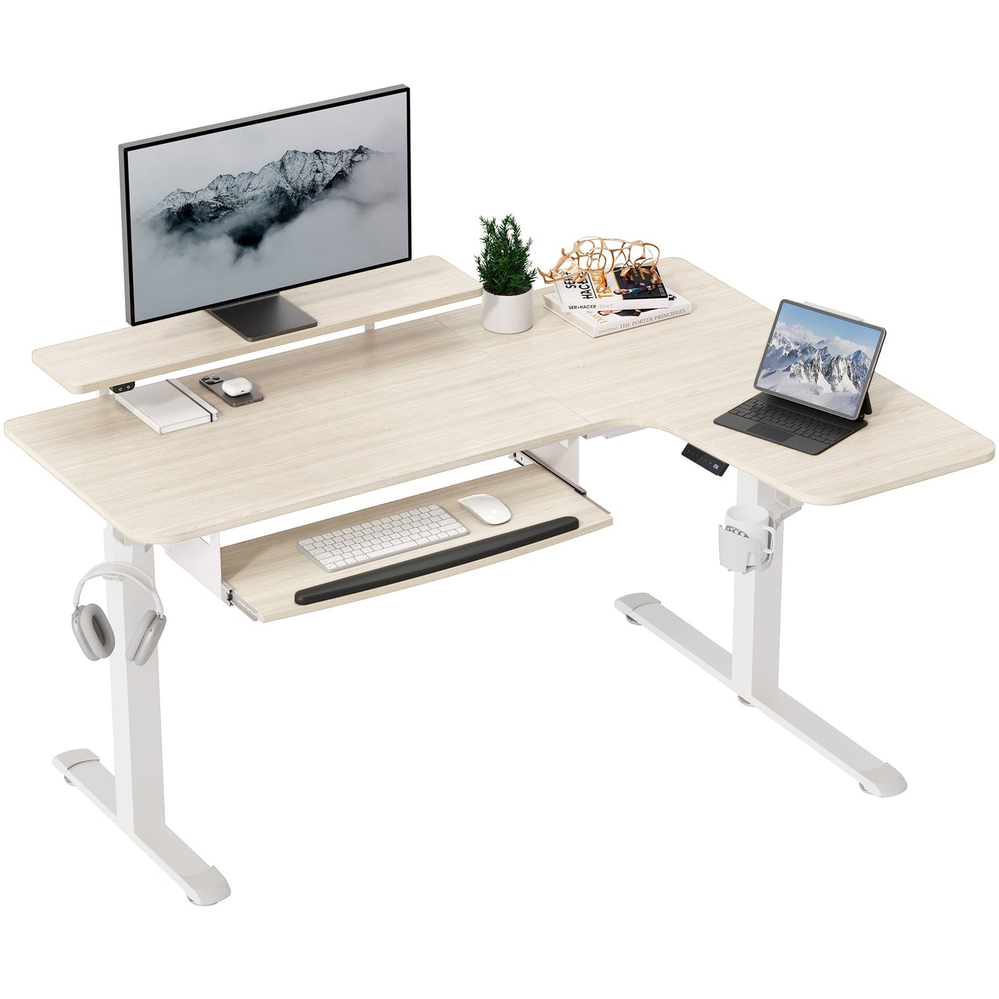 Sollievo L-Shaped Standing Desk with Accessories Set (60x23)