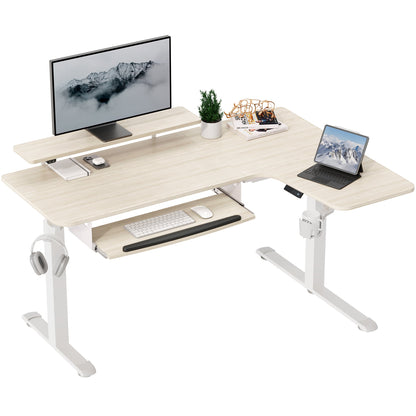 Sollievo L-Shaped Standing Desk with Accessories Set (60x23)
