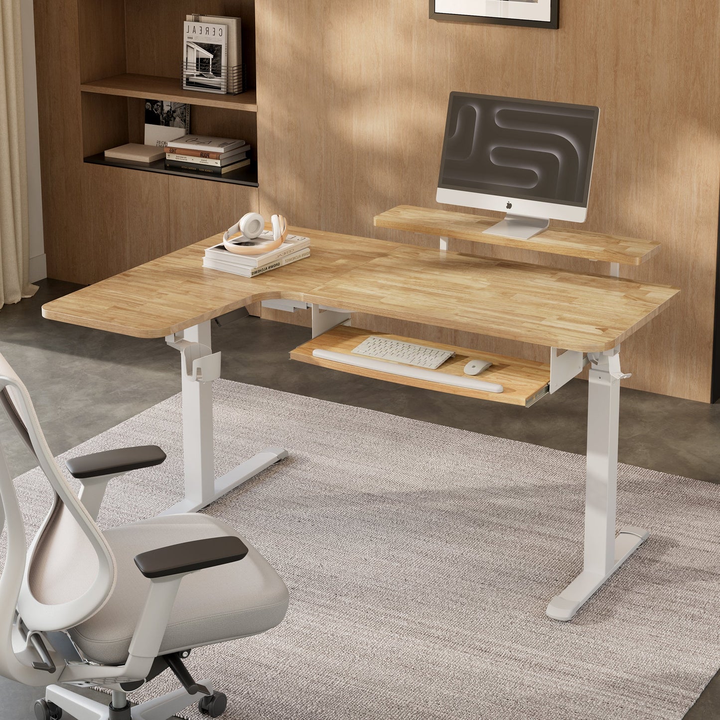 Sollievo L-Shaped Standing Desk with Accessories Set (60x23)