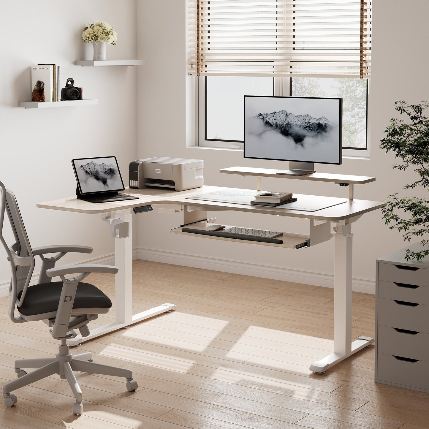 Sollievo L-Shaped Standing Desk with Accessories Set (60x23)