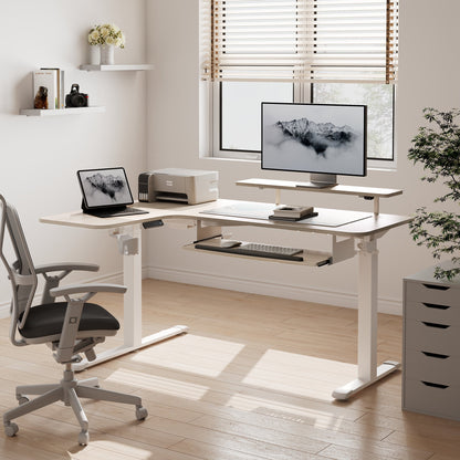 Sollievo L-Shaped Standing Desk with Accessories Set (60x23)