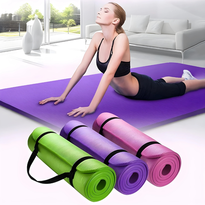 Sollievo Thick Non-Slip Yoga Mat with Strap