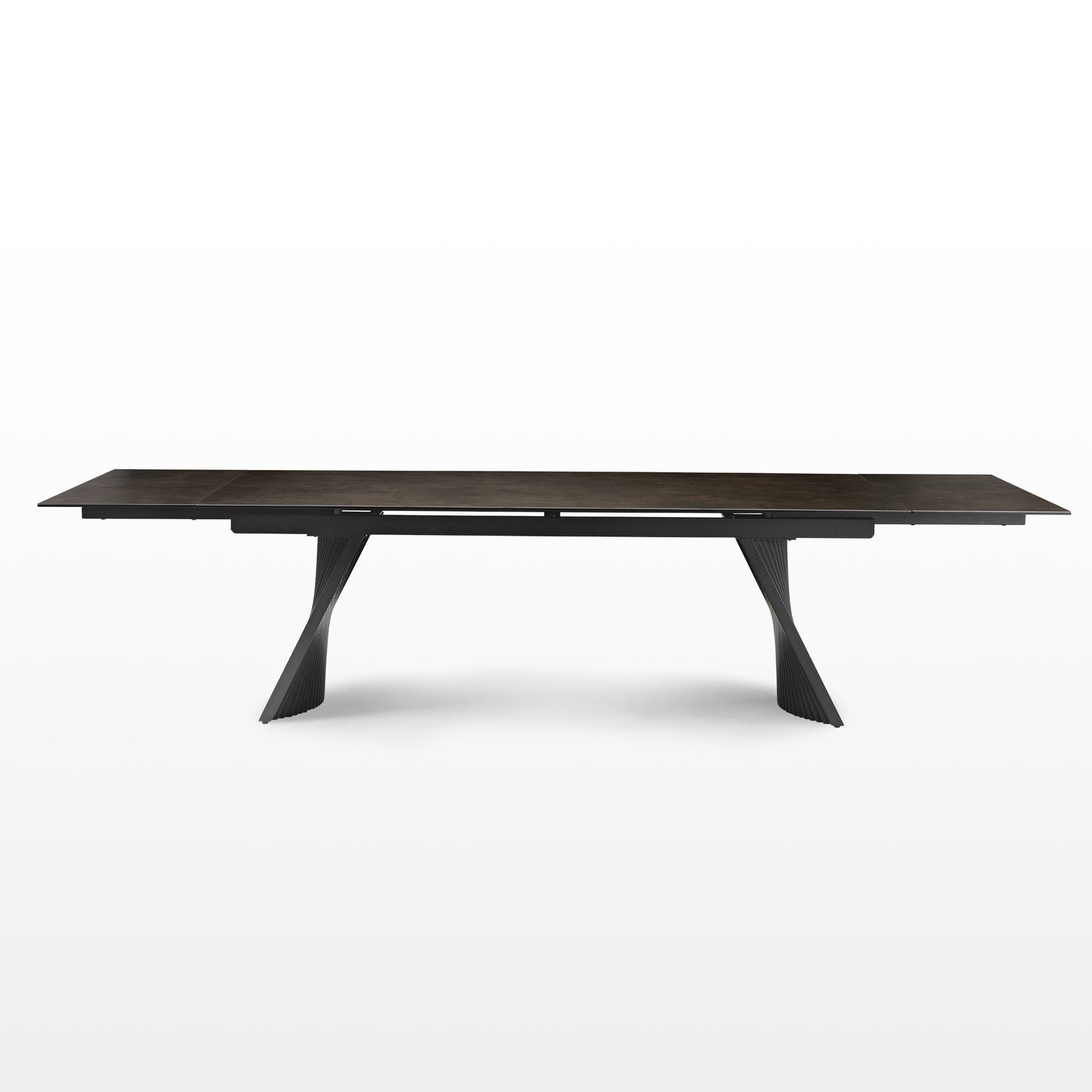 Charlotte Extendable Dining Table With Sintered Stone Top and Black Metal Legs, Modern Design.