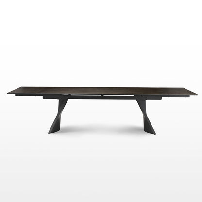 Charlotte Extendable Dining Table With Sintered Stone Top and Black Metal Legs, Modern Design.