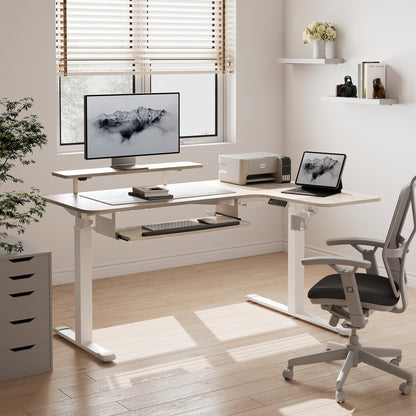 Sollievo L-Shaped Standing Desk with Accessories Set (60x23)