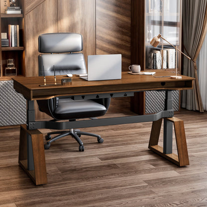 Eureka Ergonomic Ark Executive Standing Desk in Walnut Finish, Modern Home Office Setup.
