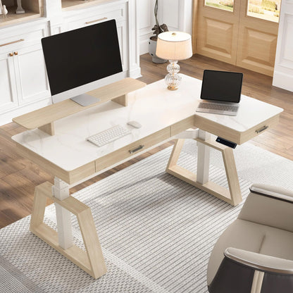 Sollievo Ark Pro L-Shaped Standing Desk (Sintered Stone, 63x23)