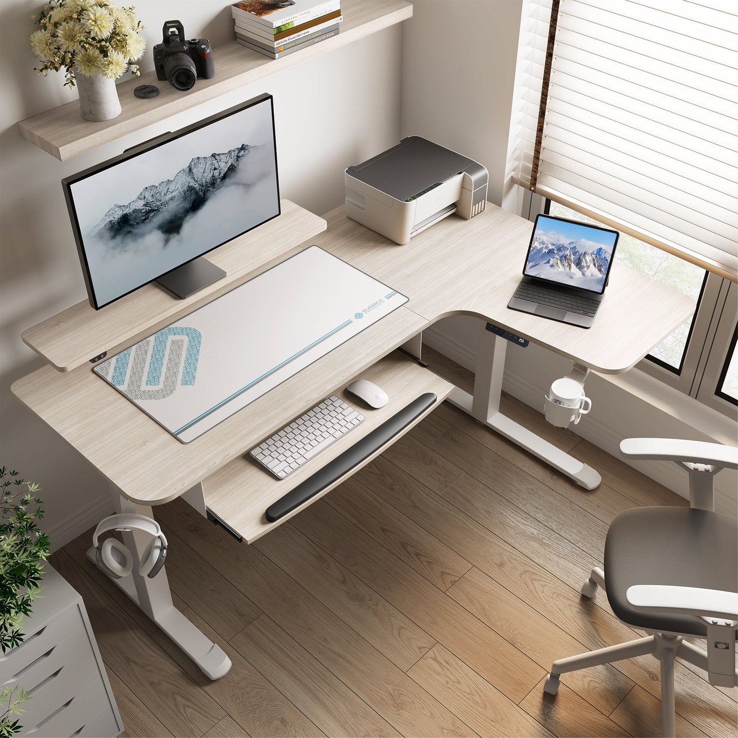Sollievo L-Shaped Standing Desk with Accessories Set (60x23)