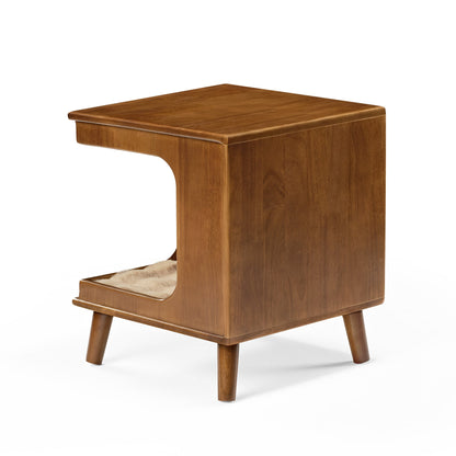 Multi-Functional Cat Bed Side Table With Hideaway and Plush Cushion.
