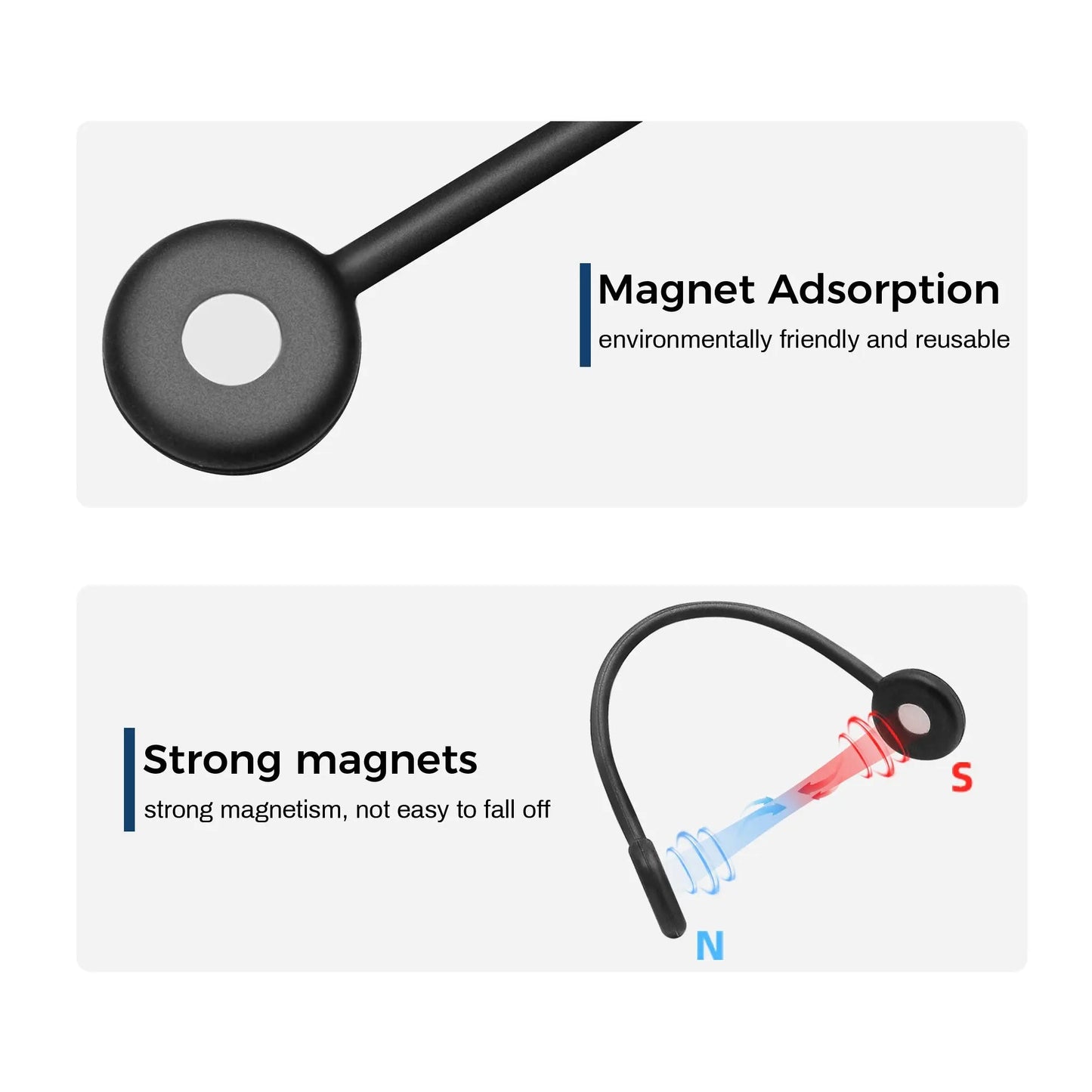 Eureka Ergonomic Magnetic Cable Tie With Strong Magnets for Organized Cables, Eco-Friendly and Reusable.