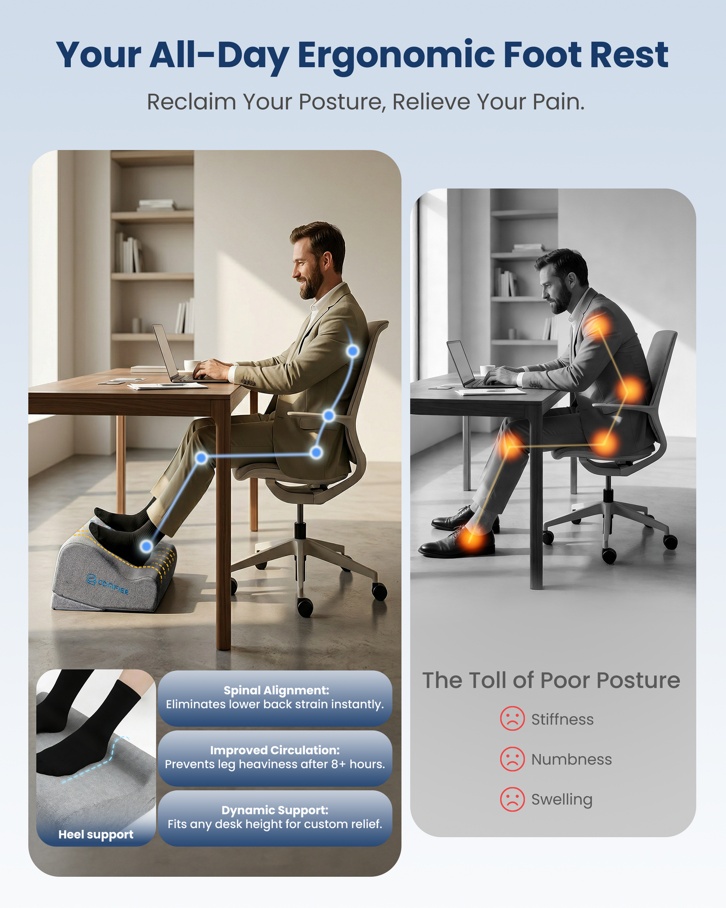 Sollievo Heated Vibration Footrest for Under-Desk Comfort