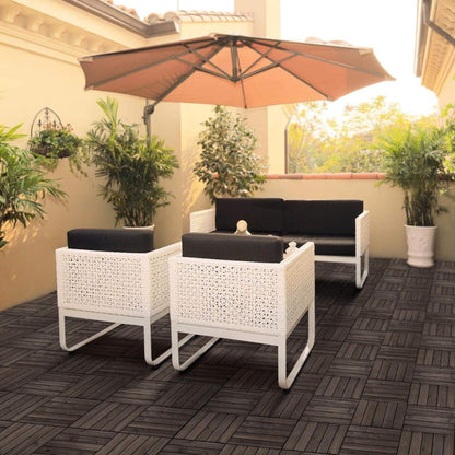 Sollievo Interlocking Outdoor Patio Wood Flooring Deck Tiles (27-Piece Set)