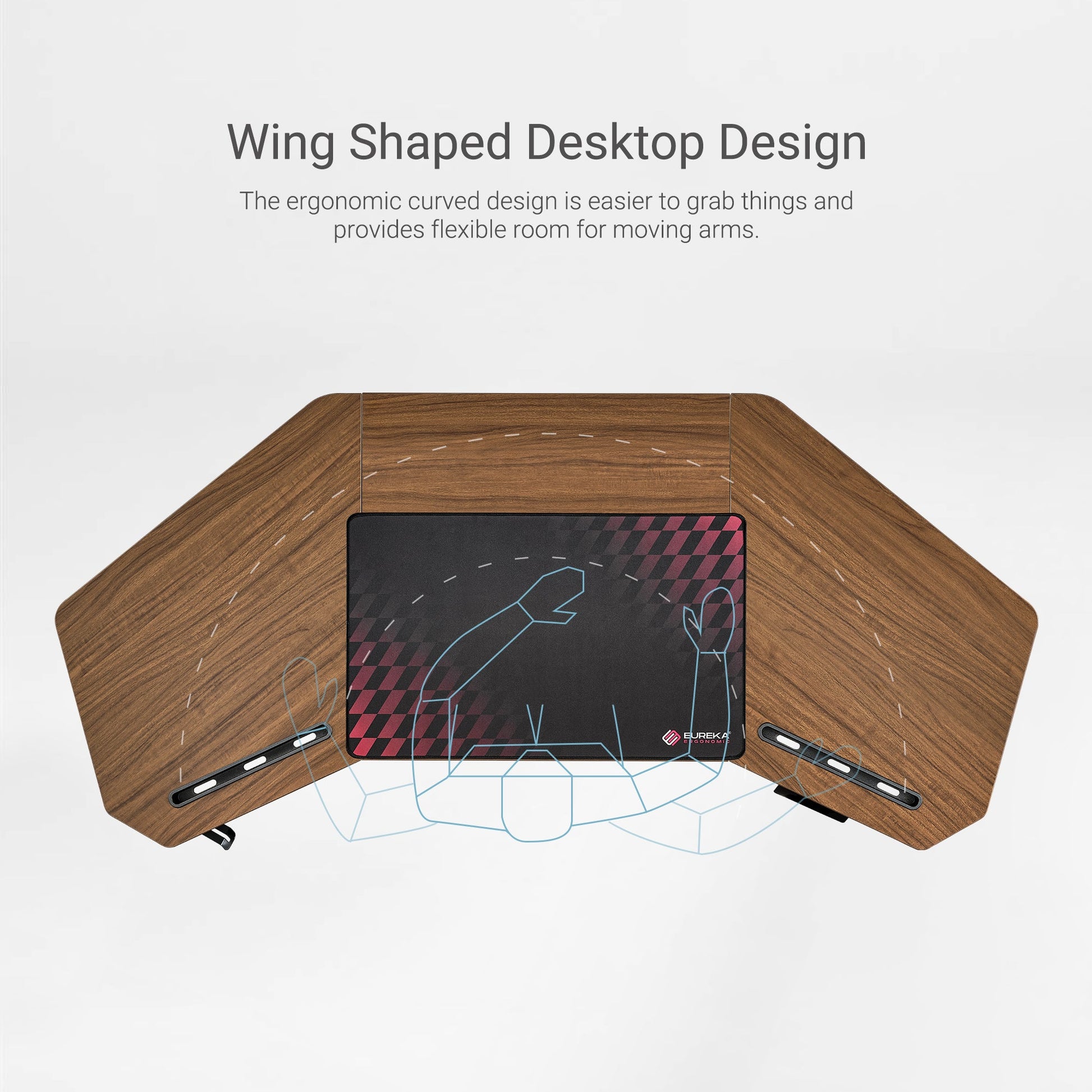 Eureka Ergonomic Aero Pro Wing-Shaped Desk Design for Ergonomic Use. Easy Access and Flexible Arm Movement.