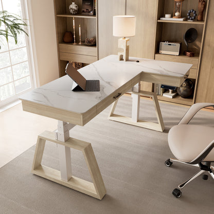 Sollievo Ark Pro L-Shaped Standing Desk (Sintered Stone, 63x23)
